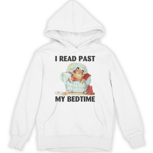Vintage I Read Past My Bedtime Cute Sleeping Bear Book Lover Unisex Hoodie - Bookorys