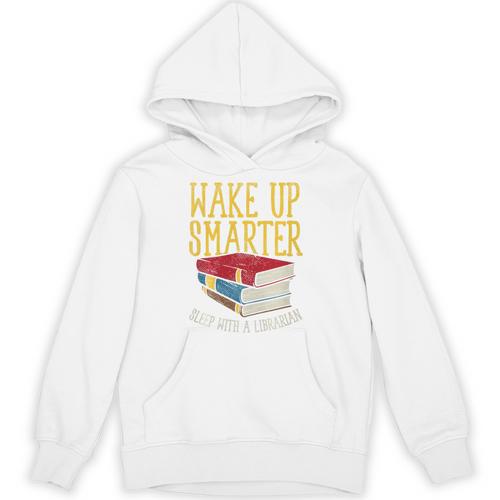 Wake Up Smarter Librarian Book Stack Premium Tri-Blend Unisex Hoodie - Bookorys