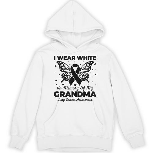 I Wear In Memory Of My Grandma Butterfly Lung Cancer Unisex Hoodie - Easessy