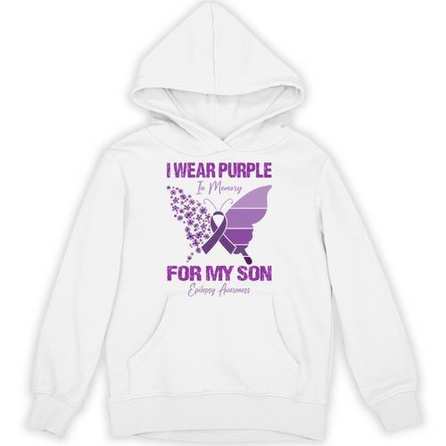 I Wear Purple In Memory For My Son Epilepsy Awareness Ribbon Unisex Hoodie - Easessy