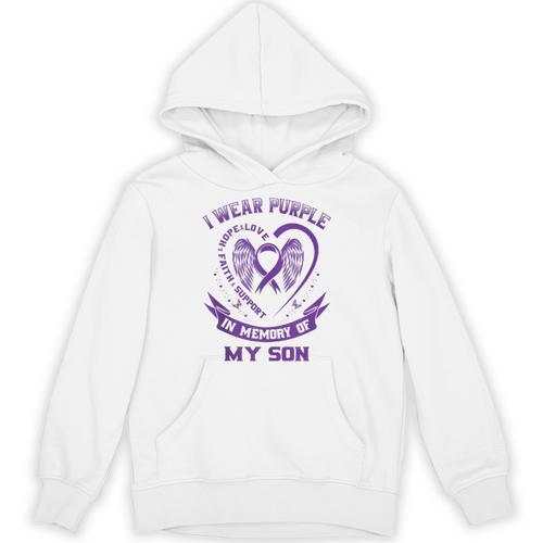 Wear Purple In Memory Of My Son Pancreatic Cancer Awareness Unisex Hoodie - Easessy