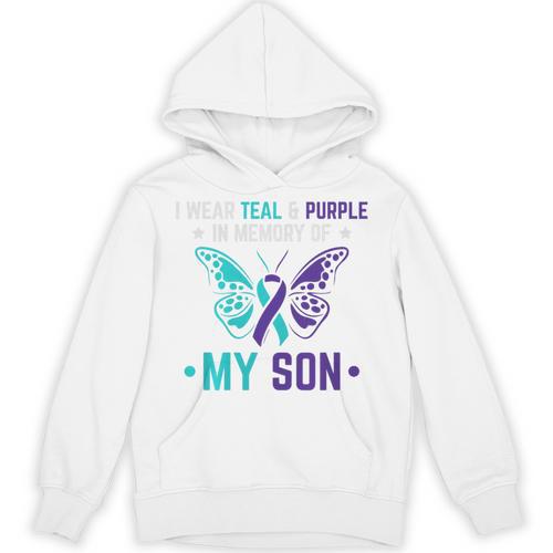 I Wear Teal Purple In Memory Of My Son Suicide Awareness Premium Tri-Blend Unisex Hoodie - Easessy