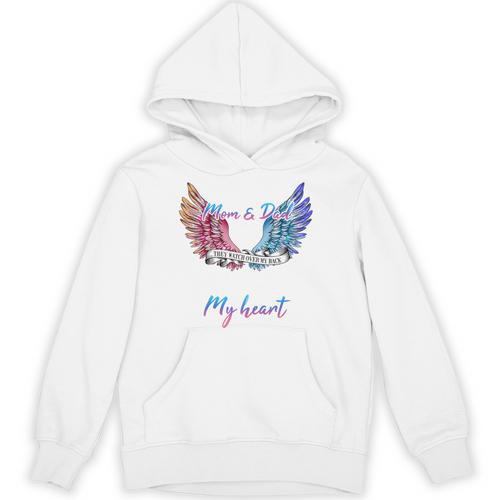 Wings In Memory Of Mom Dad In Heaven Guardian Angel Memorial Unisex Hoodie - Easessy
