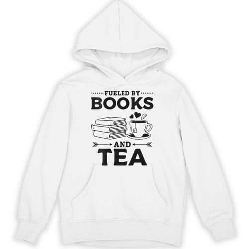 Women's Fueled By Books And Tea Book Lover Bookworm Reading Books Unisex Hoodie - Bookorys