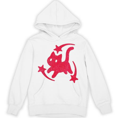 Yk2 Grunge Scary Cat With Shooting Stars 90s Nostalgia Unisex Hoodie - Figerry