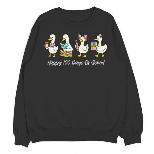 100 Days Of School Cute Goose Coffee Books Teacher Life Unisex Sweatshirt - Bookorys CA
