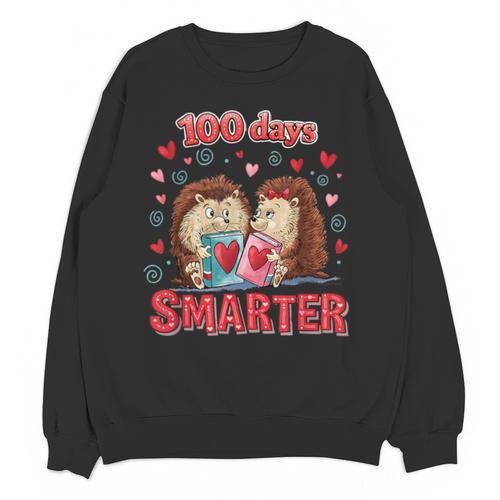 100 Days Smarter Shirt Cute Hedgehog Love Books School Tee Unisex Sweatshirt - Bookorys