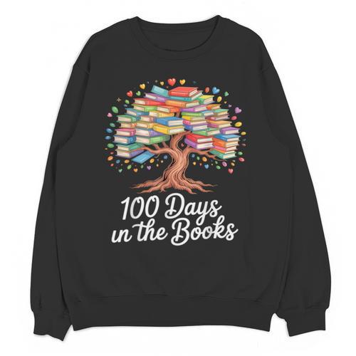 100th Day Of School Books Tree Reading Unisex Sweatshirt - Bookorys