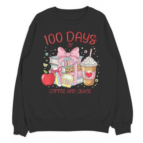 100th Day Of School Teachers 100 Days Of Coffee Chaos Books Unisex Sweatshirt - Bookorys