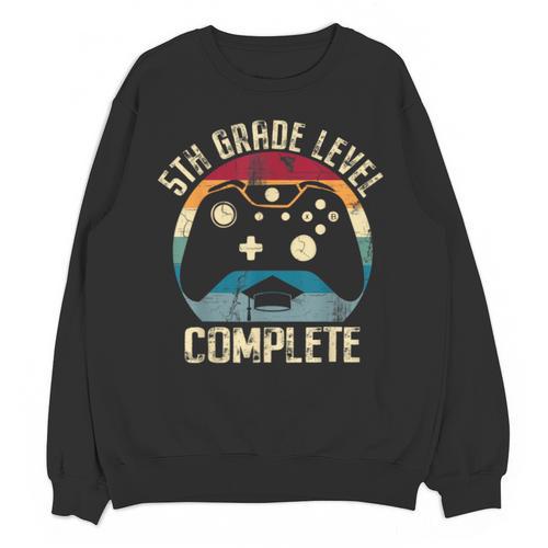 5th Grade Level Complete Gamer Graduation Boys Class Of 2024 Unisex Sweatshirt - Best Gift Smart
