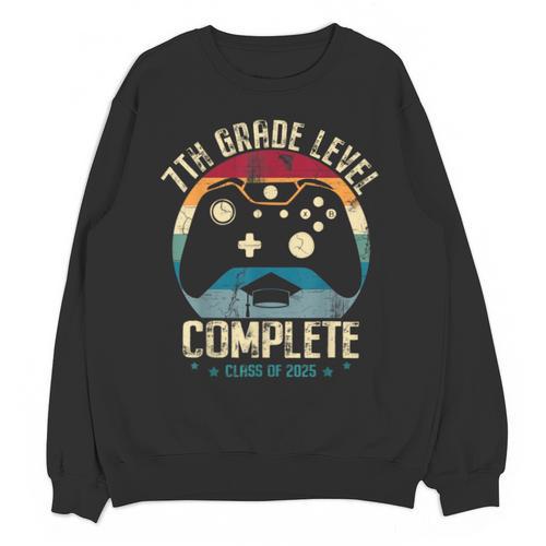 7th Grade Level Complete Gamer Class Of 2025 Graduation Boy Unisex Sweatshirt - Best Gift Smart