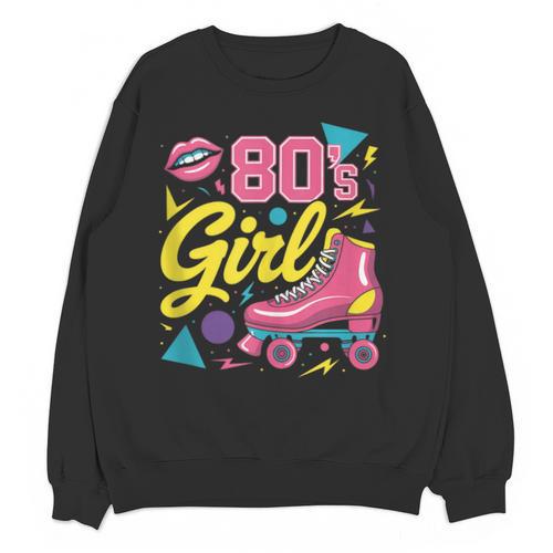 80's Girl Roller Skates Skating Eighties 1980s Nostalgia Unisex Sweatshirt - Figerry