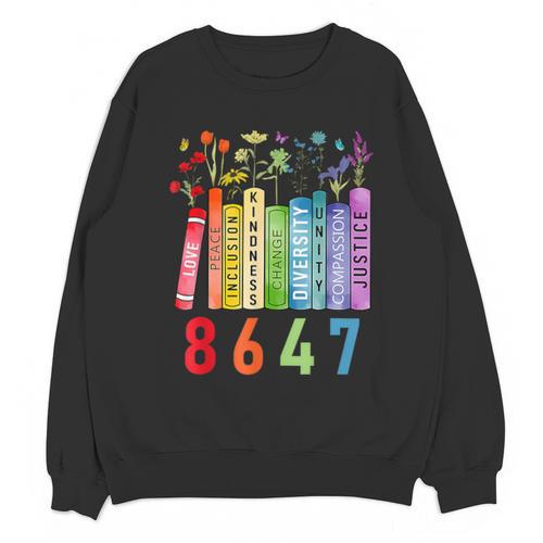 8647 Equal Rights Book Flower Trump Women Rights Feminist Unisex Sweatshirt - Bookorys AU