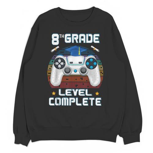 8th Grade Level Complete Graduation Class 2023 Gamer Boys Unisex Sweatshirt - Best Gift Smart