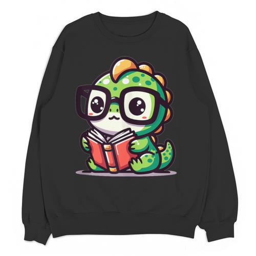 Adorable Book Lover Iguana With Reading Glasses Cute Unisex Sweatshirt - Bookorys DE