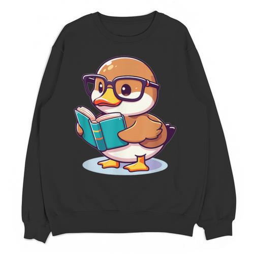 Adorable Book Lover Mallard Duck With Reading Glasses Cute Unisex Sweatshirt - Bookorys DE