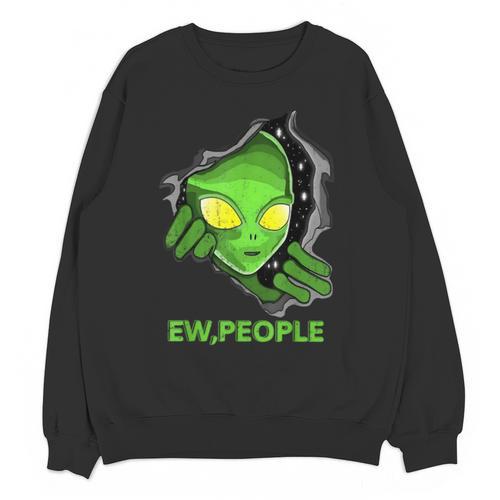 Alien Face Ew People UFO Introvert Meme Men Women Kids Unisex Sweatshirt - Raresse