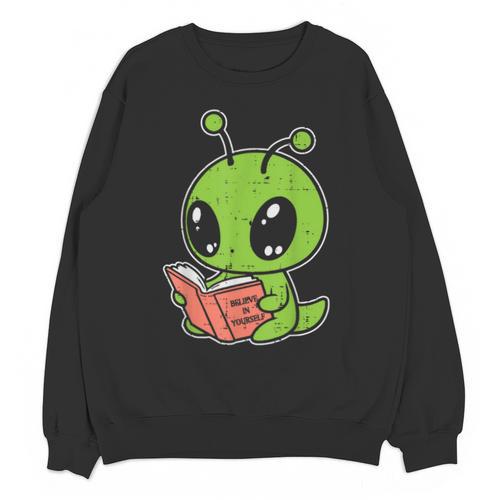 Alien Reading Book Believe In Yourself Kids Women Men Unisex Sweatshirt - Bookorys AU