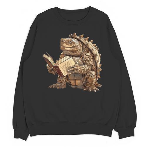 Alligator Snapping Turtle Reading A Book Unisex Sweatshirt - Bookorys UK