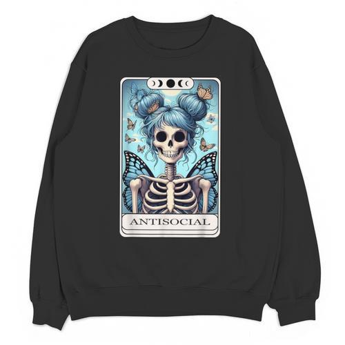 Antisocial Butterfly Tarot Card Introvert Women Stay Home Unisex Sweatshirt - Raresse