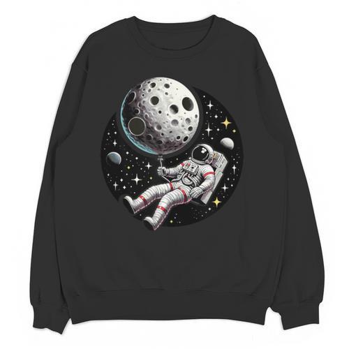 Astronaut Aesthetic Holding Moon Balloon Planets Introvert Unisex Sweatshirt - Raresse