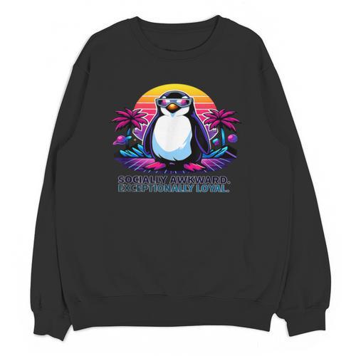 Awkward But Loyal Penguin Synthwave Vapowave Introvert Unisex Sweatshirt - Raresse