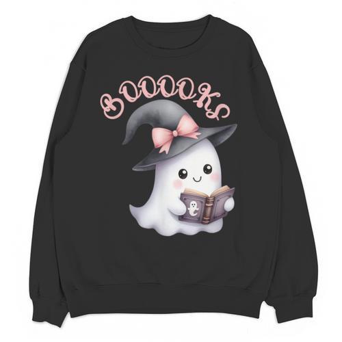 Boo Ghost Books Coquette Bow Halloween Women School Teacher Unisex Sweatshirt - Bookorys DE