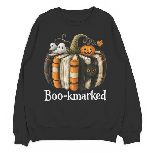 Boo-Kmarked Fall Pumpkin Books Halloween Teacher Teaching Unisex Sweatshirt - Bookorys UK