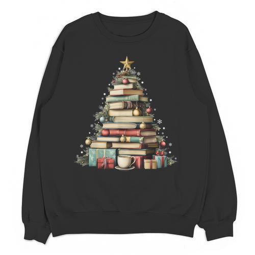 Book Christmas Tree Books Lovers Xmas Teacher Men Women Kids Unisex Sweatshirt - Bookorys DE