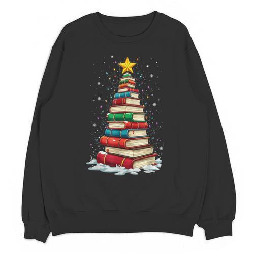 Book Christmas Tree Book Lover Teacher Librarian Unisex Sweatshirt - Bookorys CA