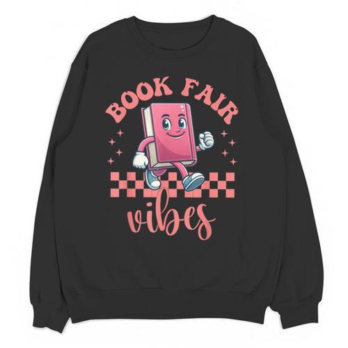 Book Fair Vibes School Librarian Retro 70s Reading Bookworm Unisex Sweatshirt - Bookorys