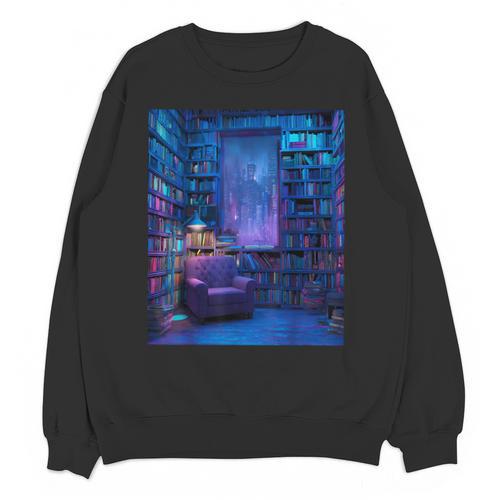 Book Library Bookshelf Armchair Window Pattern Print Unisex Sweatshirt - Bookorys