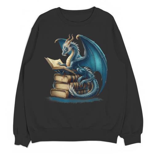 Book Lover Bookworm Reading Books Dragon Sci-Fi Character Unisex Sweatshirt - Bookorys