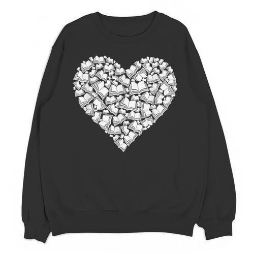 Book Lover Heart Shape Reading Librarian Library Teacher Unisex Sweatshirt - Bookorys AU
