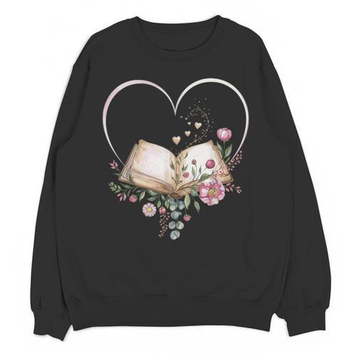 Book Lover Heart Shaped Reading Art Librarian Unisex Sweatshirt - Bookorys UK
