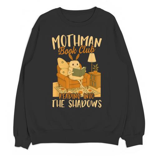 Book Lover Moth Mothman Book Club Reading Into Shadows Unisex Sweatshirt - Bookorys AU