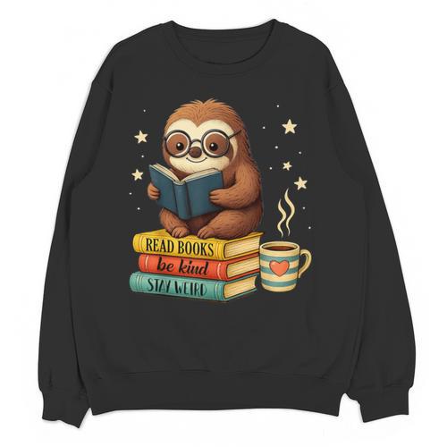 Book Lover Sloth Reading Bookish Library Read Books Be Kind Unisex Sweatshirt - Bookorys