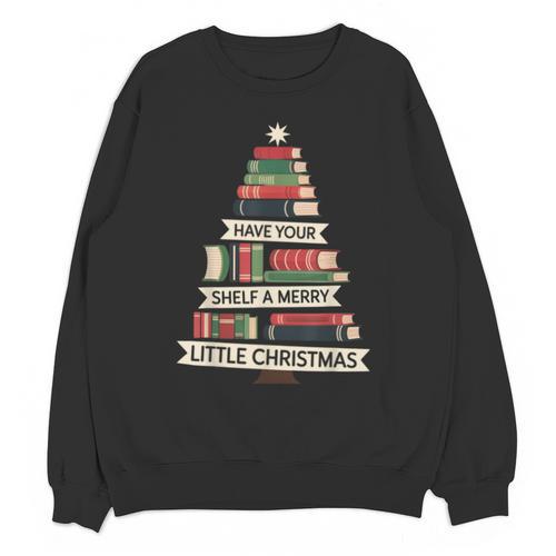 Book Merry Little Christmas Tree Holiday Unisex Sweatshirt - Bookorys