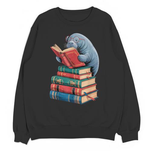Book Reading Book Reader Manatees Sea Animal Sea Cow Manatee Unisex Sweatshirt - Bookorys