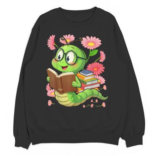 Book Worm Costume World Book Day Cute Kawaii Worm Reading Unisex Sweatshirt - Bookorys DE