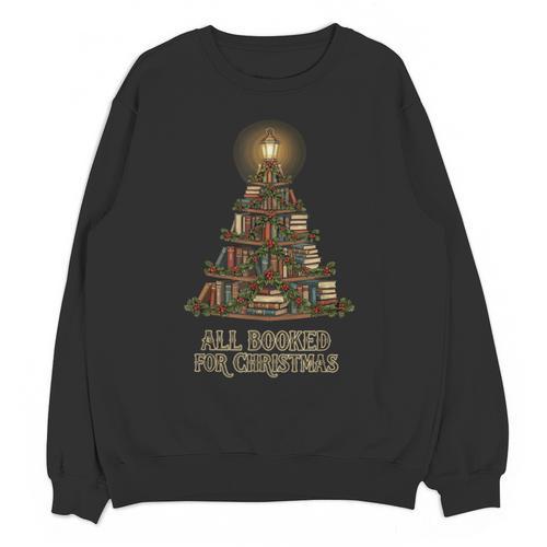 All Booked For Christmas Book Tree Book Lover Teacher Unisex Sweatshirt - Bookorys
