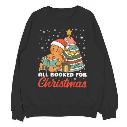 All Booked For Christmas Gingerbread Christmas Tree Book Kid Unisex Sweatshirt - Bookorys