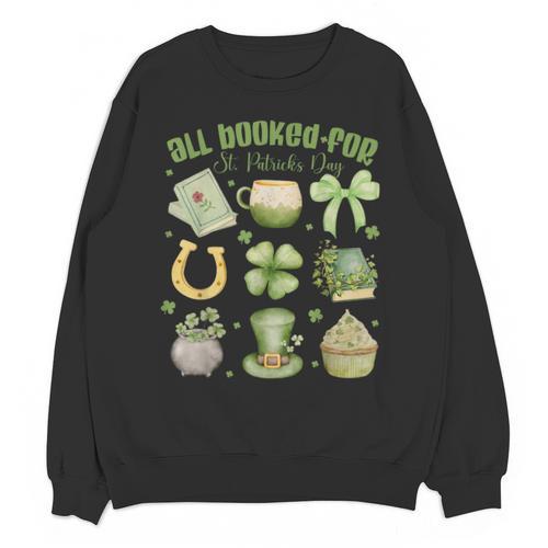 ALL Booked For St Patricks Day Bookish Leprechaun Bookworm Unisex Sweatshirt - Bookorys