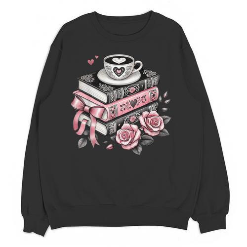 All Booked For Valentine's Coquette Bow Books Teacher Girly Unisex Sweatshirt - Bookorys CA
