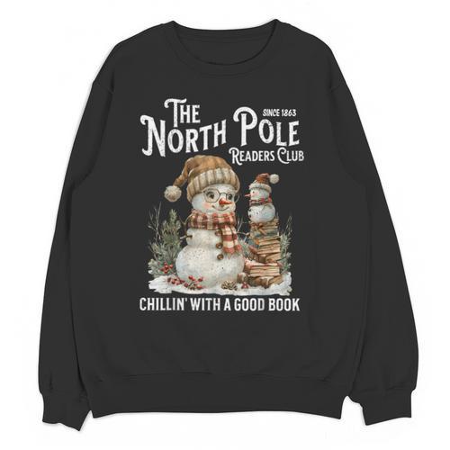 Bookish Christmas North Pole Book Club Snowman Book Worm Unisex Sweatshirt - Bookorys CA