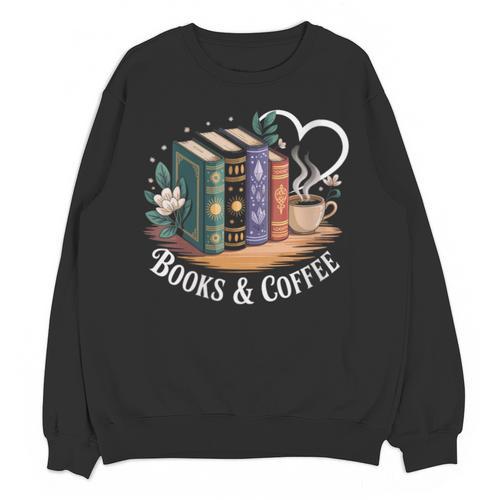 Books And Coffee Book Lover Bookish Green Book Theme Reading Unisex Sweatshirt - Bookorys