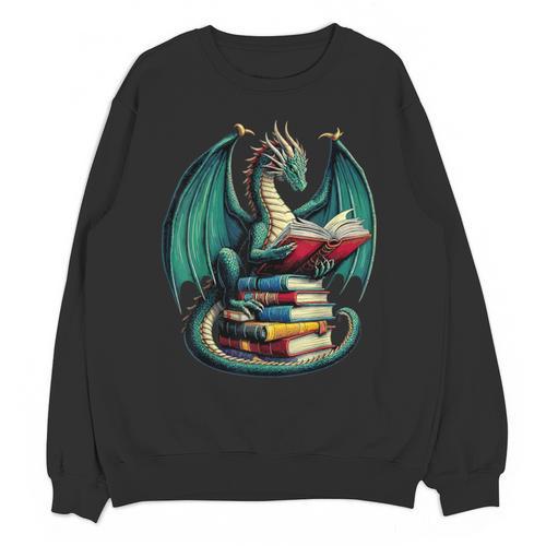 Books Dragon Reading Book Lover Unisex Sweatshirt - Bookorys AU