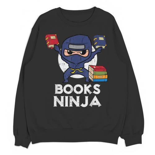 Books Ninja Read Reading Librarian Book Toddler Boys Kids Unisex Sweatshirt - Bookorys