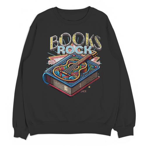 Books Rock Rock'n Roll Science Of Reading Teachers Guitar Unisex Sweatshirt - Bookorys DE