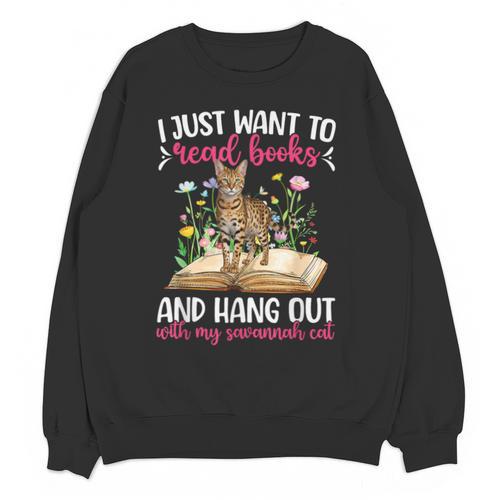 Books And My Savannah Cat Owner Savannah Cat Lover Unisex Sweatshirt - Bookorys AU